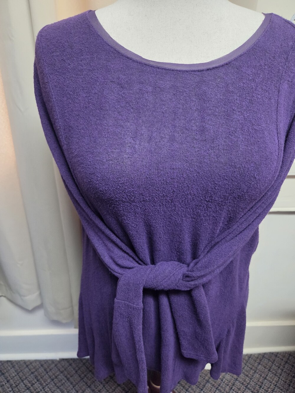 Simply Vera Vera Wang Purple Tie-Front Knit Sweater Size XL
